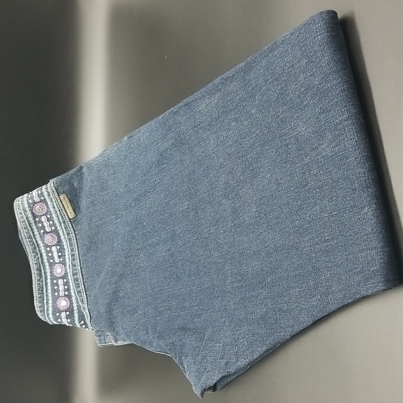 Calvin Klein Jeans Size 10 Embroidered Waist Leather LaceUp Front Wide Leg Jeans - Picture 8 of 13